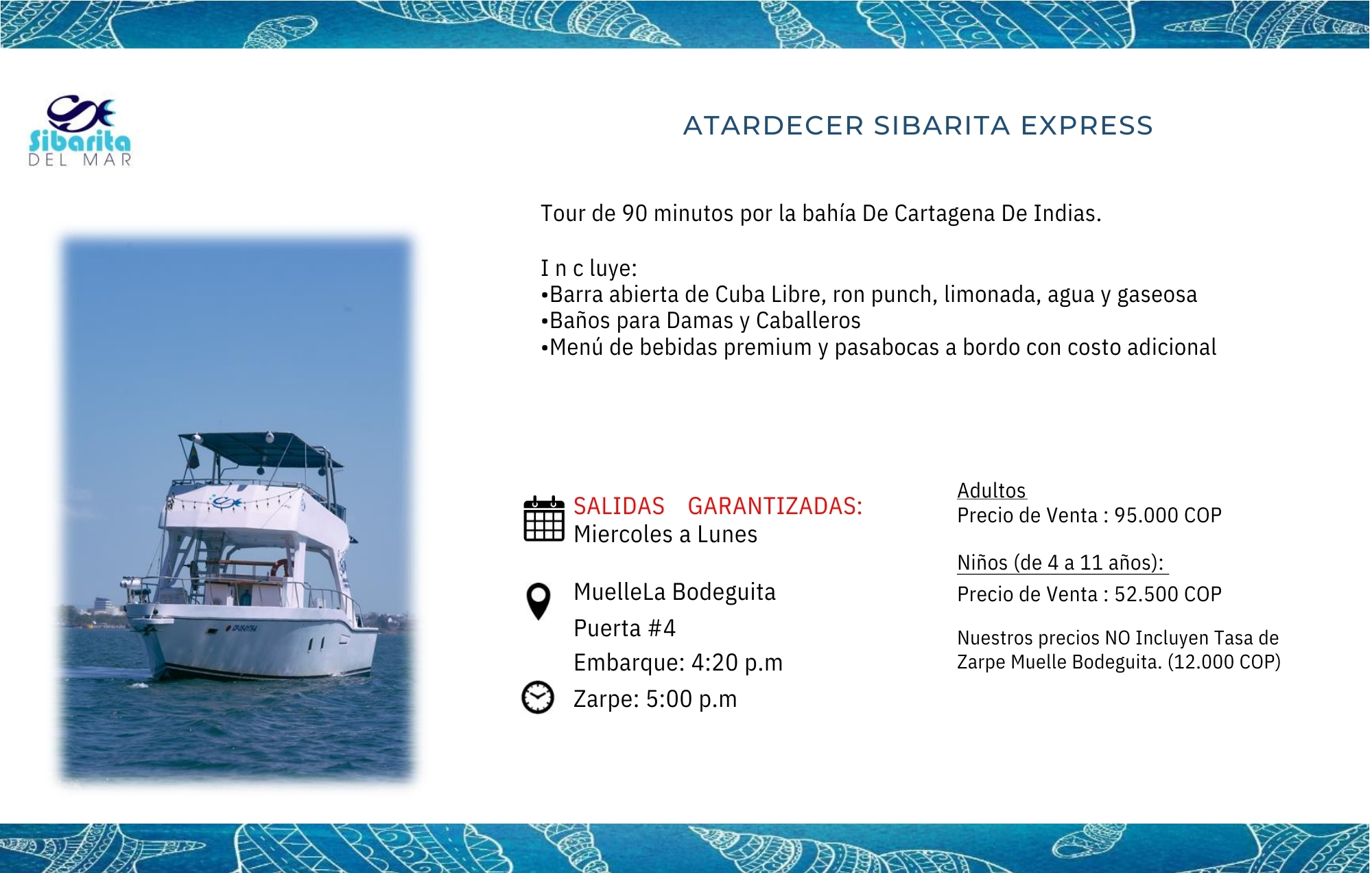 ATARDECER SIBARITA EXPRESS: Una Experiencia Inolvidable en la Bahía de Cartagena/ SUNSET SIBARITA EXPRESS: An Unforgettable Experience in Cartagena’s Bay