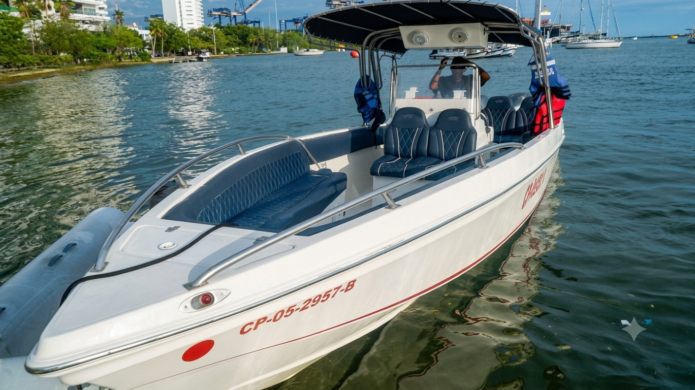 Lancha Premium 28 Pies en Cartagena | Hasta 10 Pasajeros